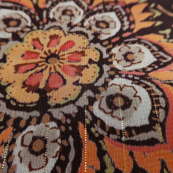 Vintage Boho Maxi Dress Floral Gold Lurex Metallic Halter Tie Side Zipper 14 - Picture 6 of 9